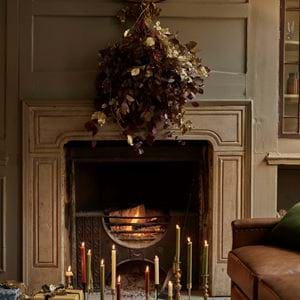 Christmas Fireplace_Heddon Candlesticks & Coleridge Candles
