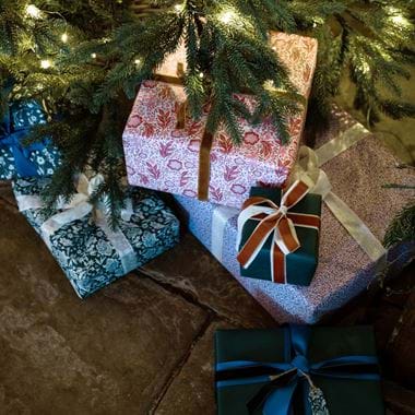 Christmas tree and pepperberry gift wrap